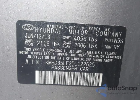 2013 Hyundai Elantra Gt z USA, uszkodzony, nr VIN KMHD35LE2DU122625